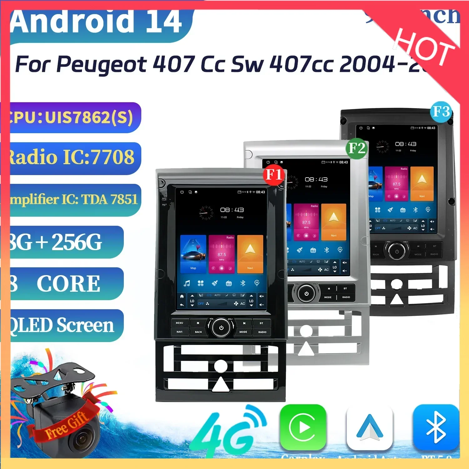 

9.7″Android Car Stereo Radio Multimedia For Peugeot 407 CC SW 407cc 2004-2011 GPS Navigation Wireless BT Carplay Touch Screen