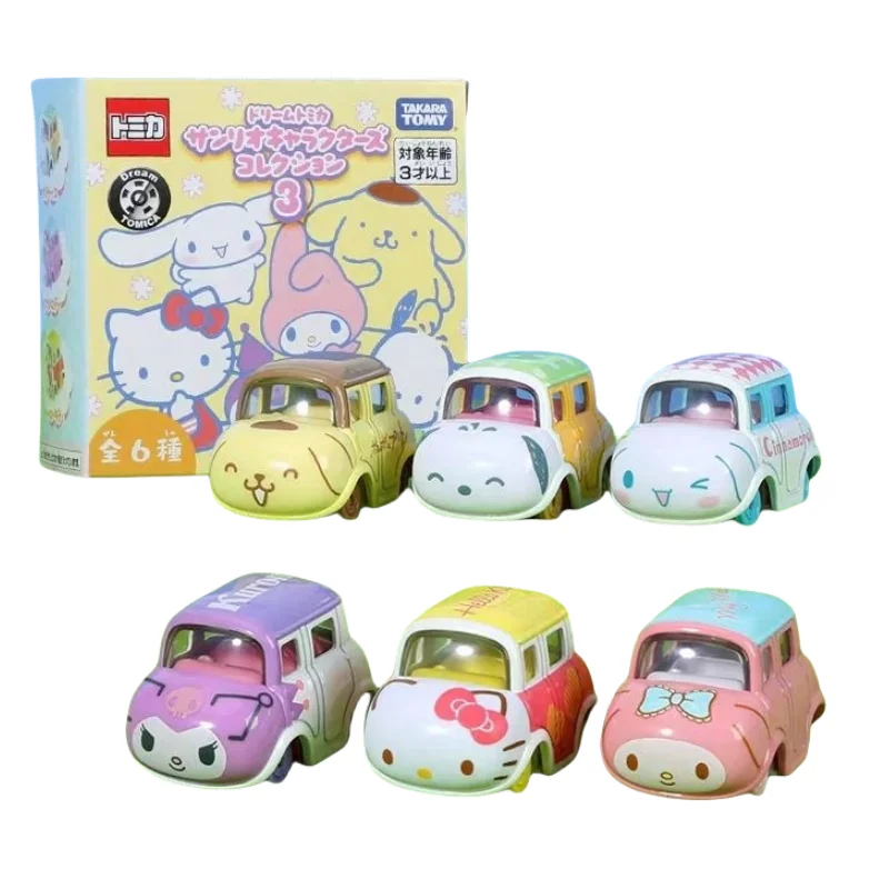 TAKARA TOMY Tomica Sanrio Hello Kitty Kuromi Mini symulacja samochód ze stopu zabawka odlewany metal Model zabawki dla dzieci prezenty świąteczne