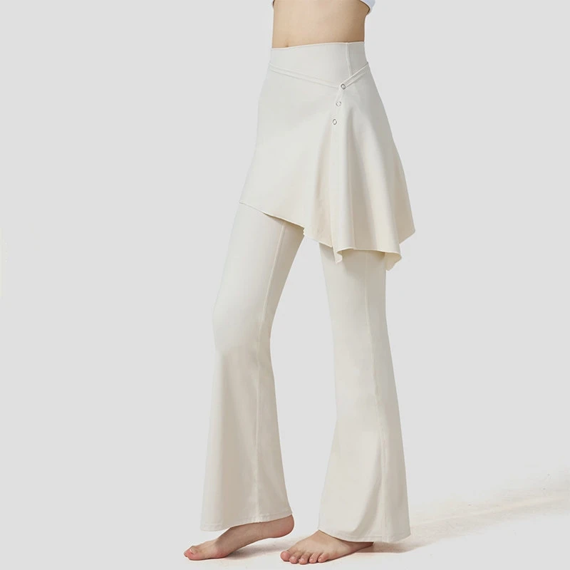 

Women's High-Waisted Fake Two-Piece Sports Trousers with Micro-Flare Skirts Slim-Fit Pilates Fitness Leggings Hip-Lifting