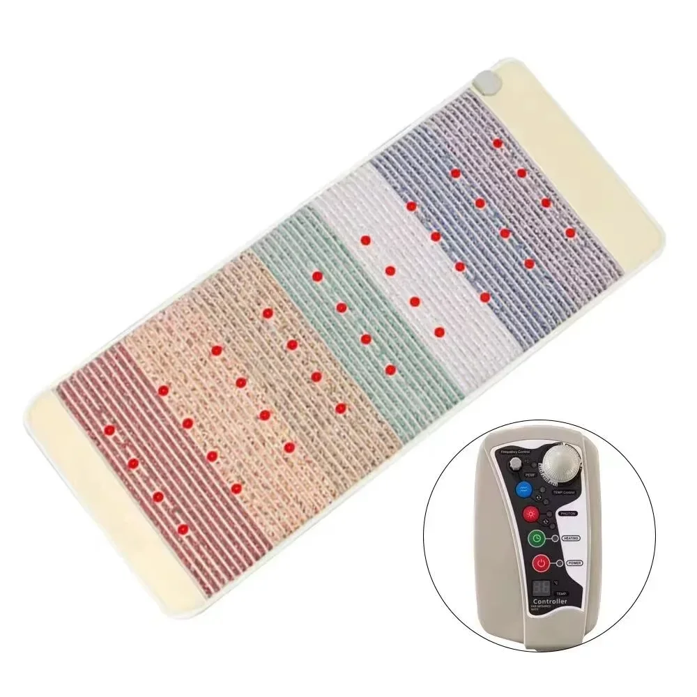 190 * 80 cm far infrared therapy PEMF photon massage heating pad, rainbow gemstone negative ion pulse magnetic therapy mattress