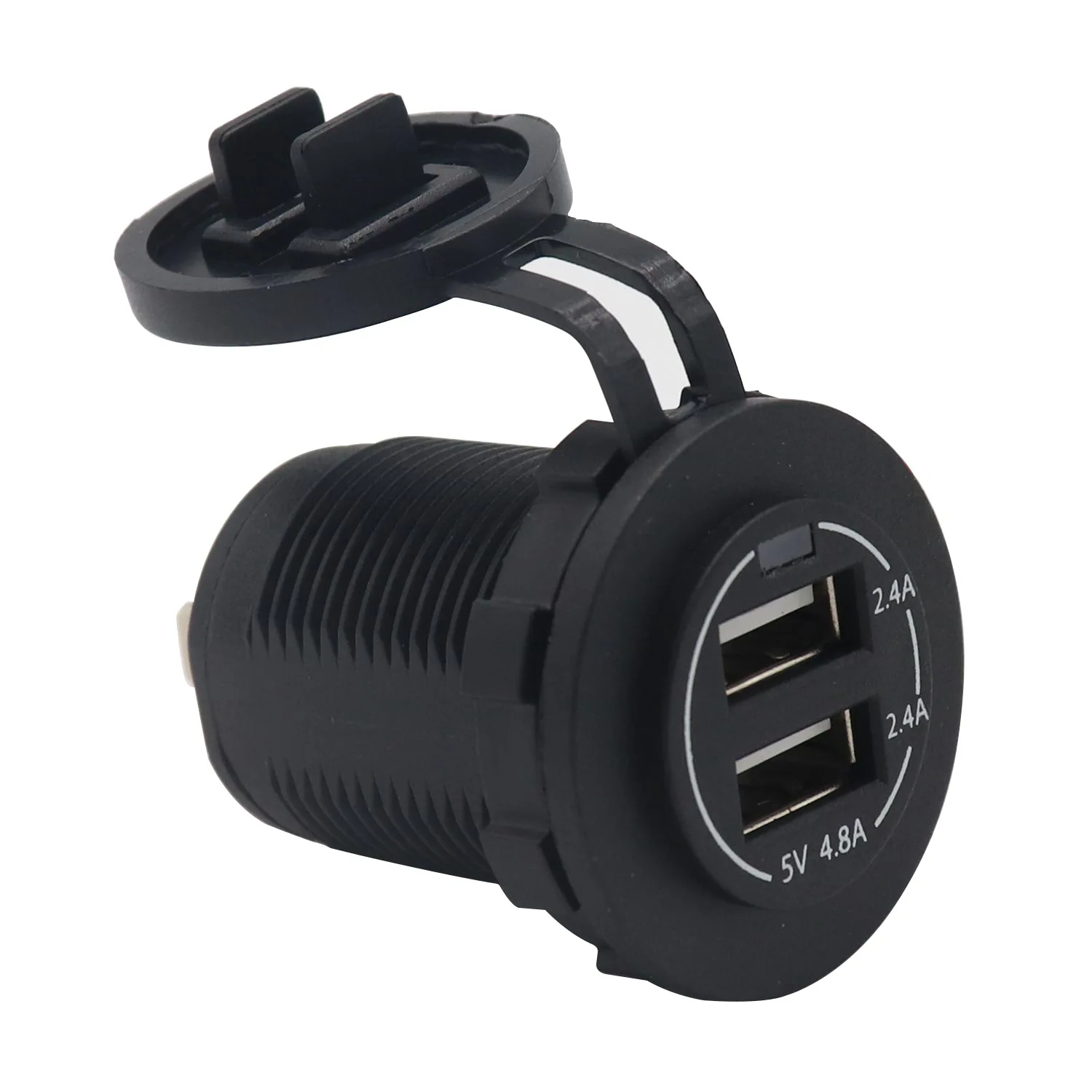 Car and motorcycle modified car charger 5V 2.4A single hole, output USB charging port, with dust cover