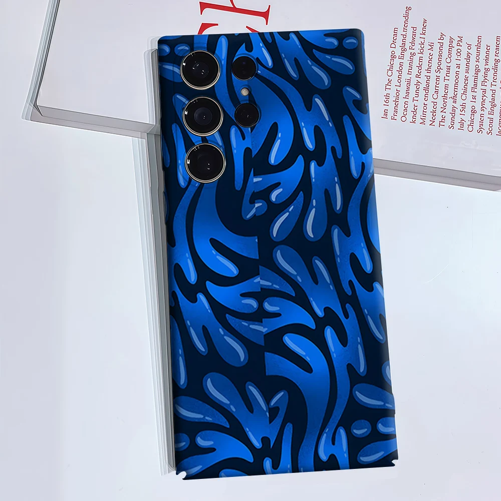 Glossy Blue Shapes Black Luxury Fashion Full Lens Protective Case for Samsung Galaxy S26 S25 S24 A56 A36 Plus Ultra