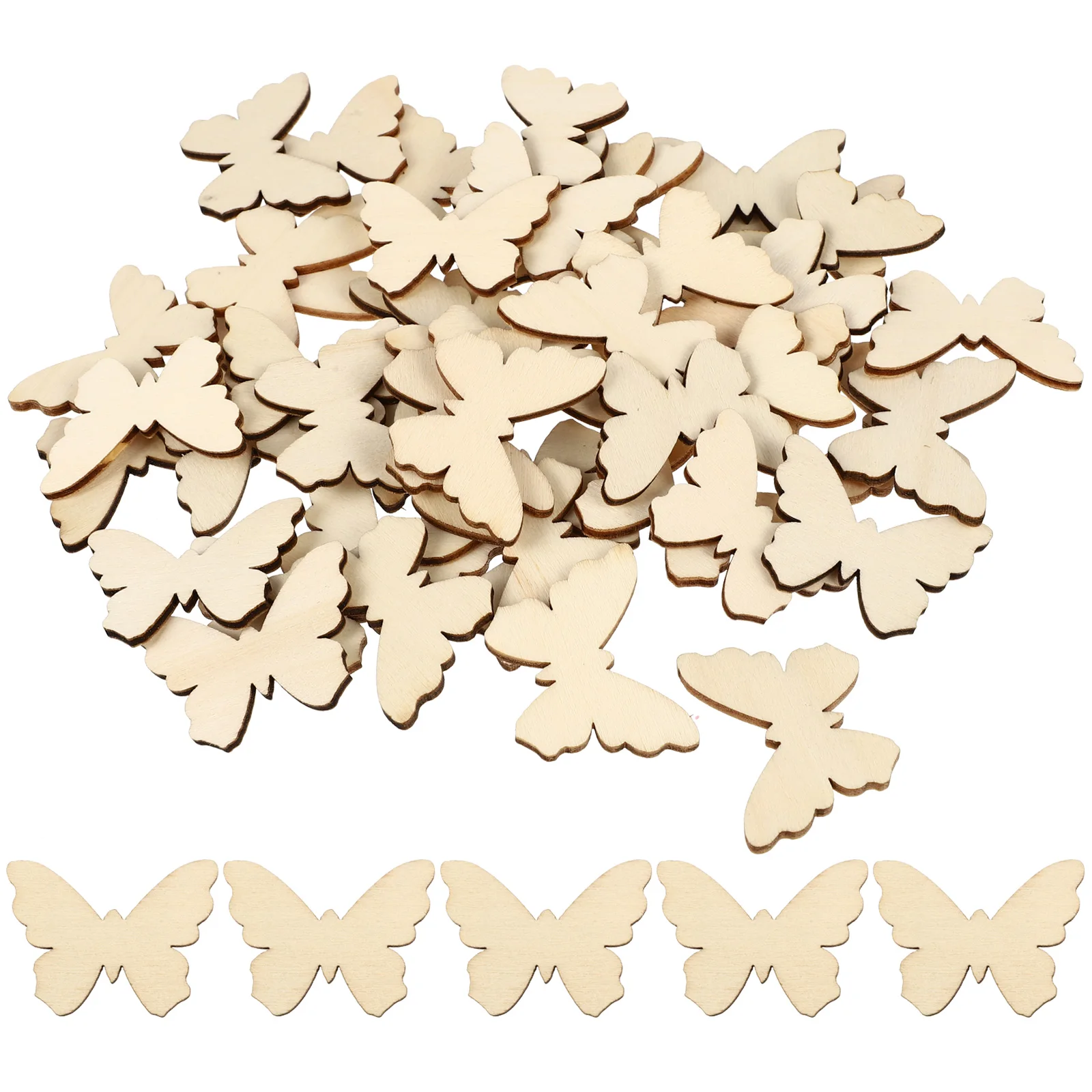 

100pcs Wood Chip Graffiti Toys Unpainted Butterfly Pieces Decor Craft Supplies Wooden Cutouts Diy Decorations