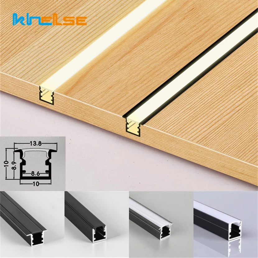 0.5m/1m 10x10mm Black LED Aluminum Profile W Style Channel For 5050 5630 Strip Light Black Milky Cover Cabinet Closet Bar Lamp