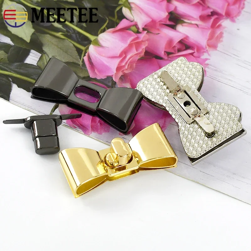 2/5Pcs 55x23/59X33mm Metal Twist Turn Locks Buckle Women Bag Bow Closure Lock Clasp Decorative Snap Hook Akcesoria do torebki