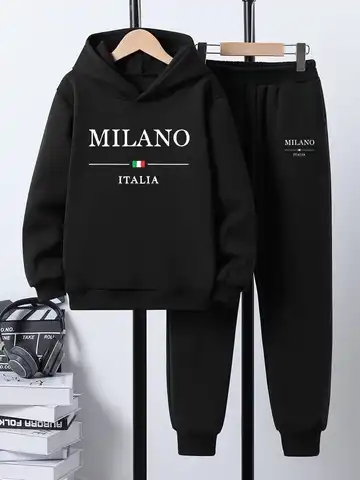 Holiday Special Back-to-School Season Boys Girls Streetwear Brand Milano Italia | Milan Italy Hooded Set Hooded Sweatshir