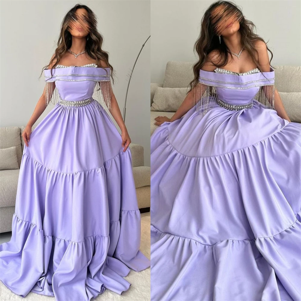 Customized Exquisite Off-the-shoulder Ball gown Quinceanera Draped Sequin S Occasion Evening Gown فساتين نسائيه سهره