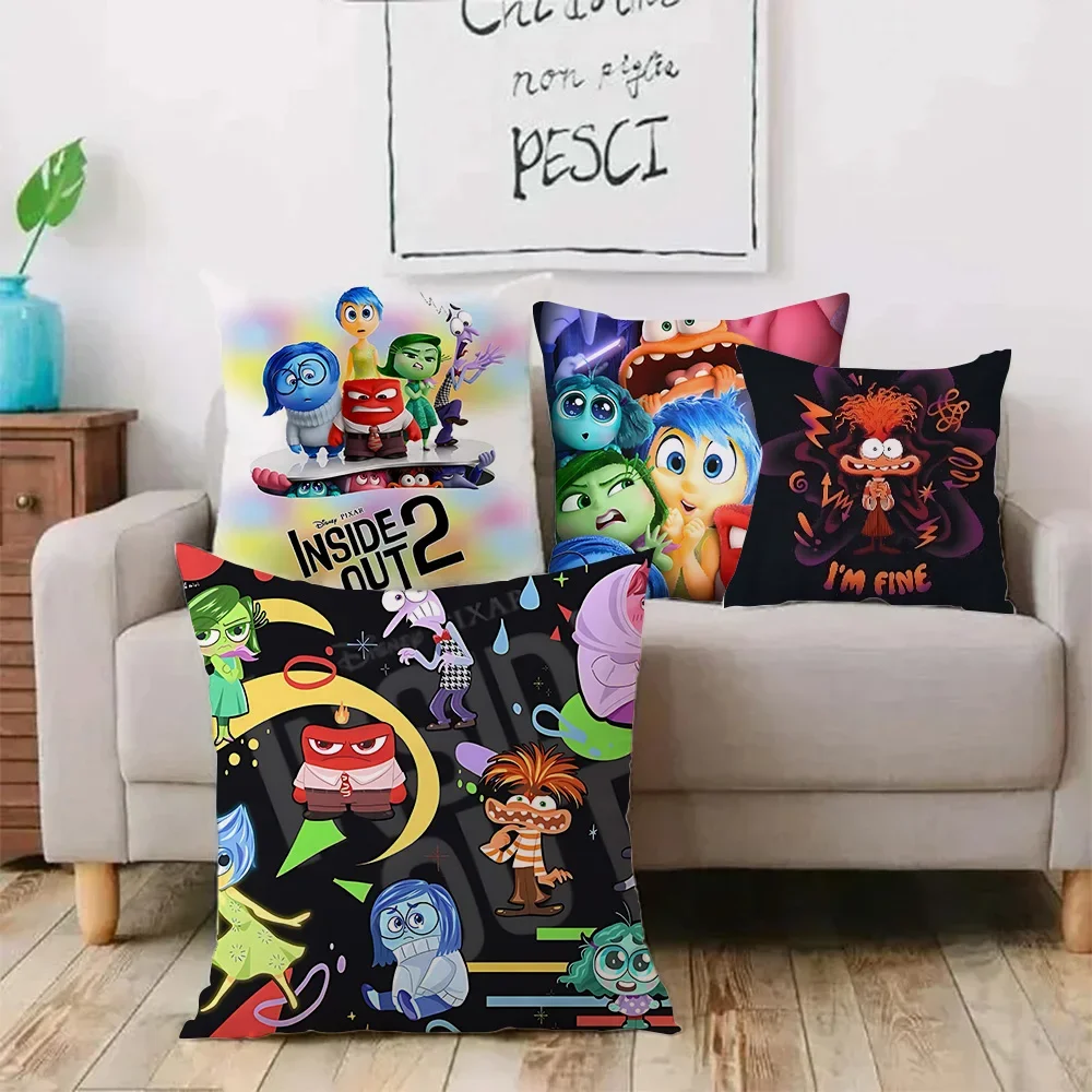 Pillow Covers Cartoon Sofa Decorative Home Double-sided Disney Inside Out 2 Printing Short Plush Cute Cushion Cover