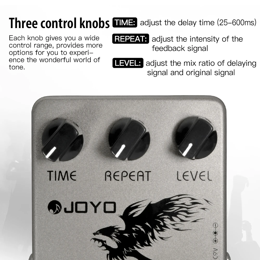 JOYO JF-08 Digital Delay Guitar Effect Pedal For Electric Guitar Bass Pedal Analog Time Range 25ms-600ms True Bypas Design Parts