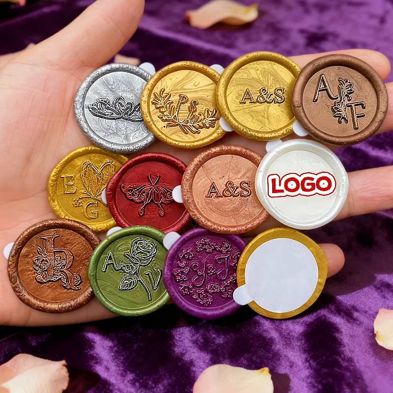 

Свадебные наклейки с сургучной печатью на заказ, штампы с персонализированным логотипом и подложкой, самоклеящаяся лента для открыток, восковые печать ручной работы своими руками