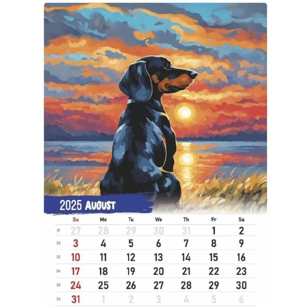 Daily Weekly Monthly Planner 2025 Calendar Dachshund Pattern Hangable Wall Calendar Home Ornaments Paper Desktop Calendar School