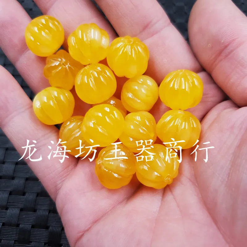 Ornament Scattered Beads Imitation Beeswax Pumpkin Beads Scattered Beads Ornament Bracelet Necklace Accessories Beads Yellow Chi