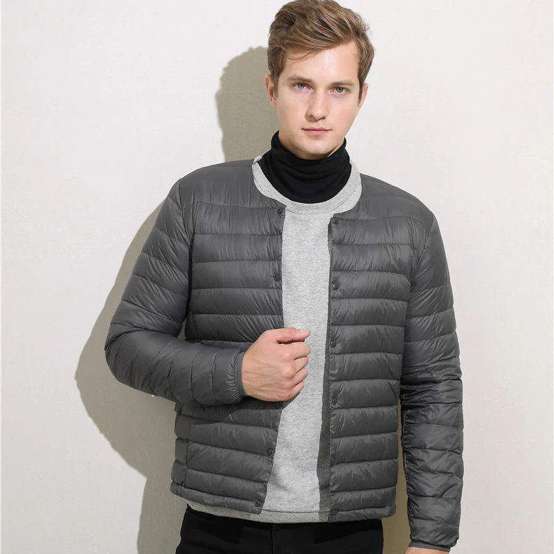 0-10℃ 2024 New Autumn Man Puffy White Duck Down Jackets Light Weight Breathable Warm Winter Coat Portable Men Thin Parkas