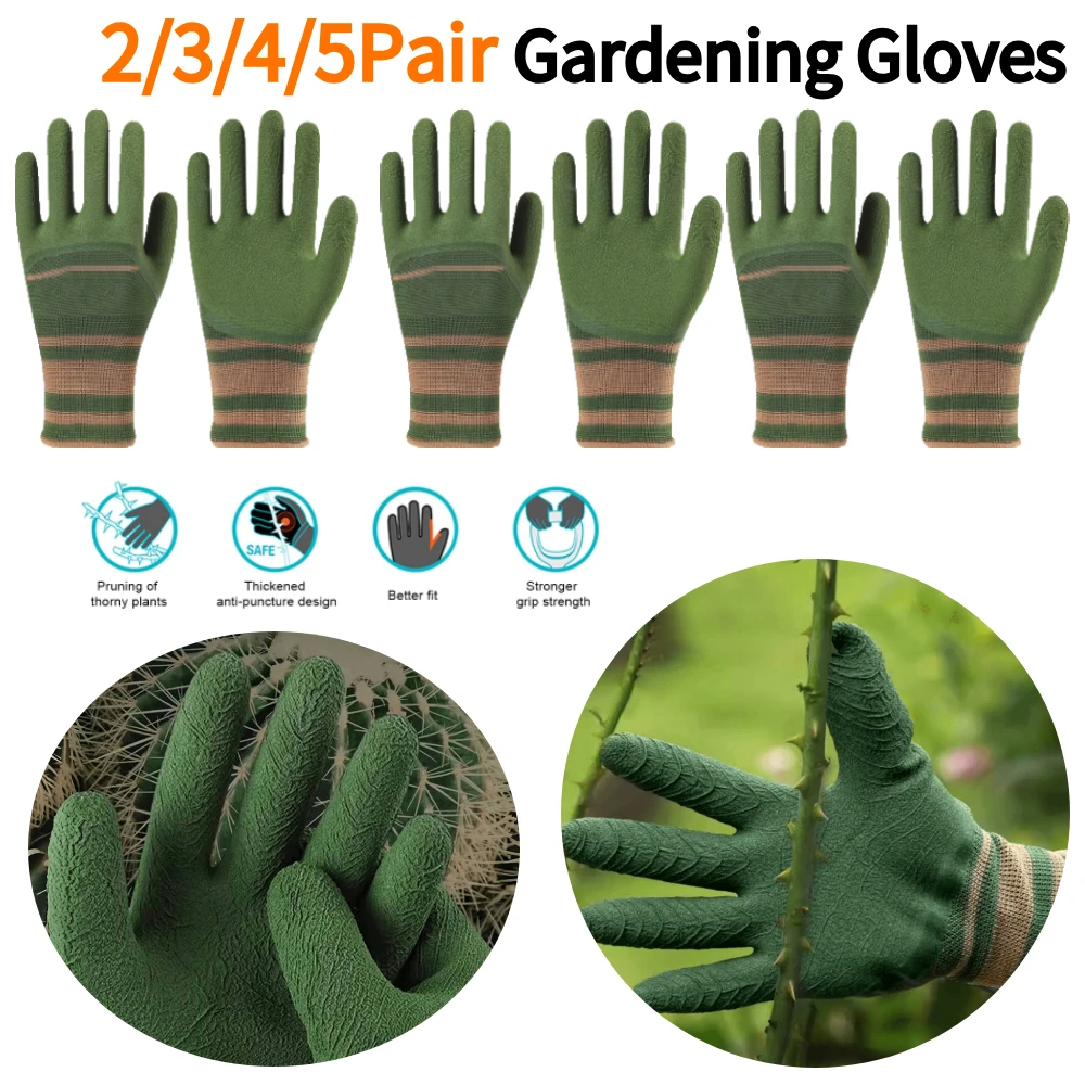 

2-5Pair Gardening Gloves Thorn Proof Glove Breathable Garden Gloves Waterproof Gloves for Cactus Rose Blackberry for Women/Men