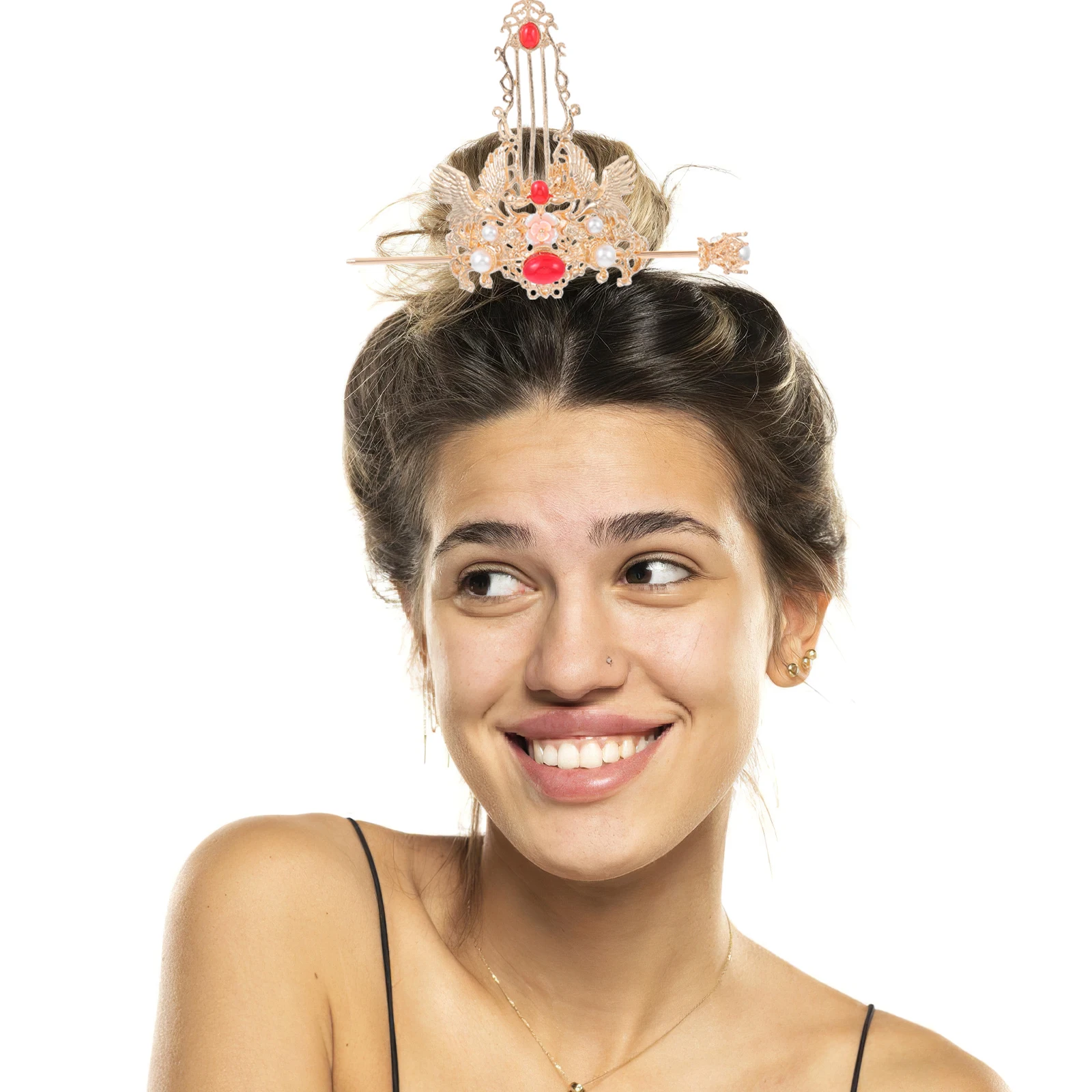 

1 set 1 Set Retro Chinese Stick Crown For Women Girls Vintage Accessories Suitable For Wedding Cosplay Costume Elegant Unique