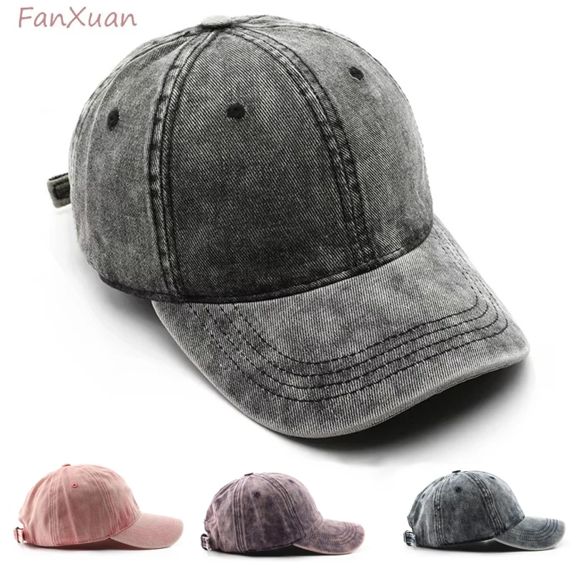 

Faded Jean Baseball Cap Unisex Style Washed Cotton Caps for Men and Women Classic Retro Trucker Hats