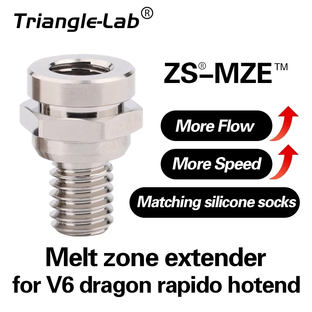 Trianglelab ZS®-MZE™ Melt zone extender High flow high speed ZS-MZE for V6 dragon rapido hotend CHC KIT V6 heatblock VORON DDE