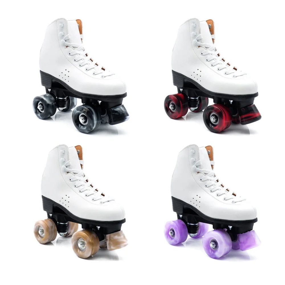 Picture 7: ABMO 4 Pcs Roller Skate Wheels with Bearings for Double Row Skating and Skateboard 32mm x 58mm 82A,Black