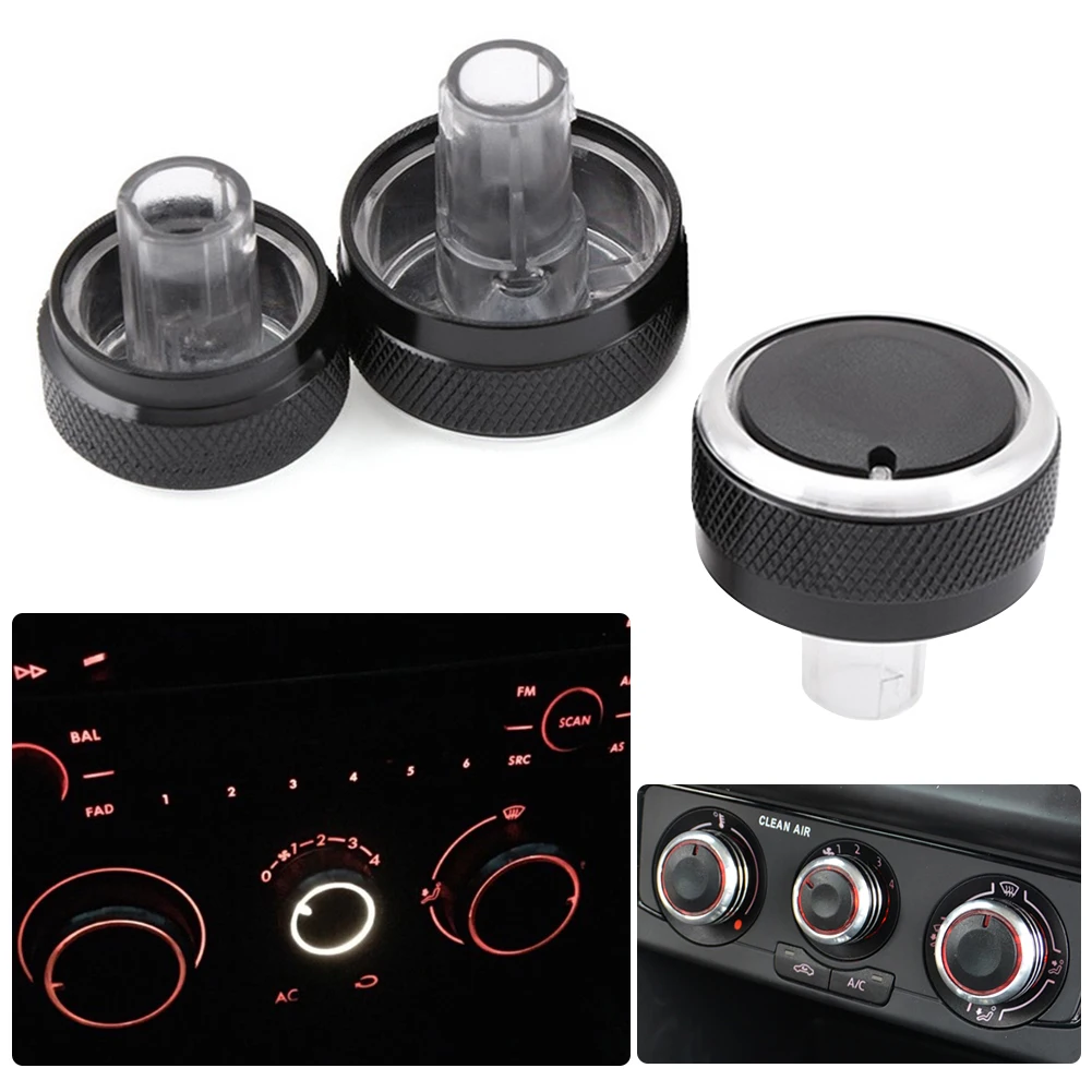 Yosoo Kit 3 Boutons Climatisation Alliage Aluminium Pour Ford Focus 2005-2014 - Commande Chaleur AC Noir