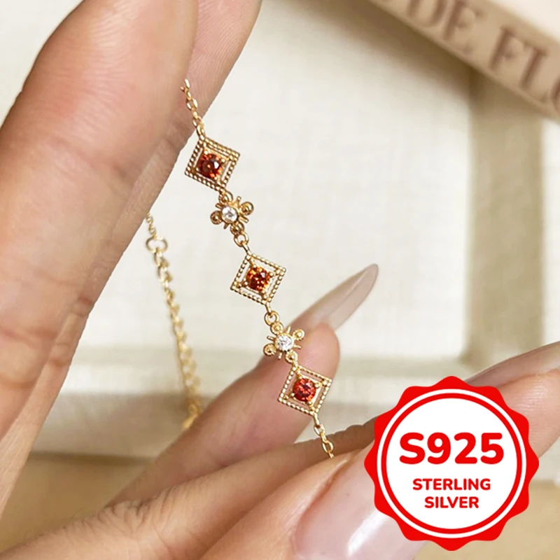 

S925 authentic sterling silver diamond sun ray bracelet for women fashion elegant retro exquisite simple daily