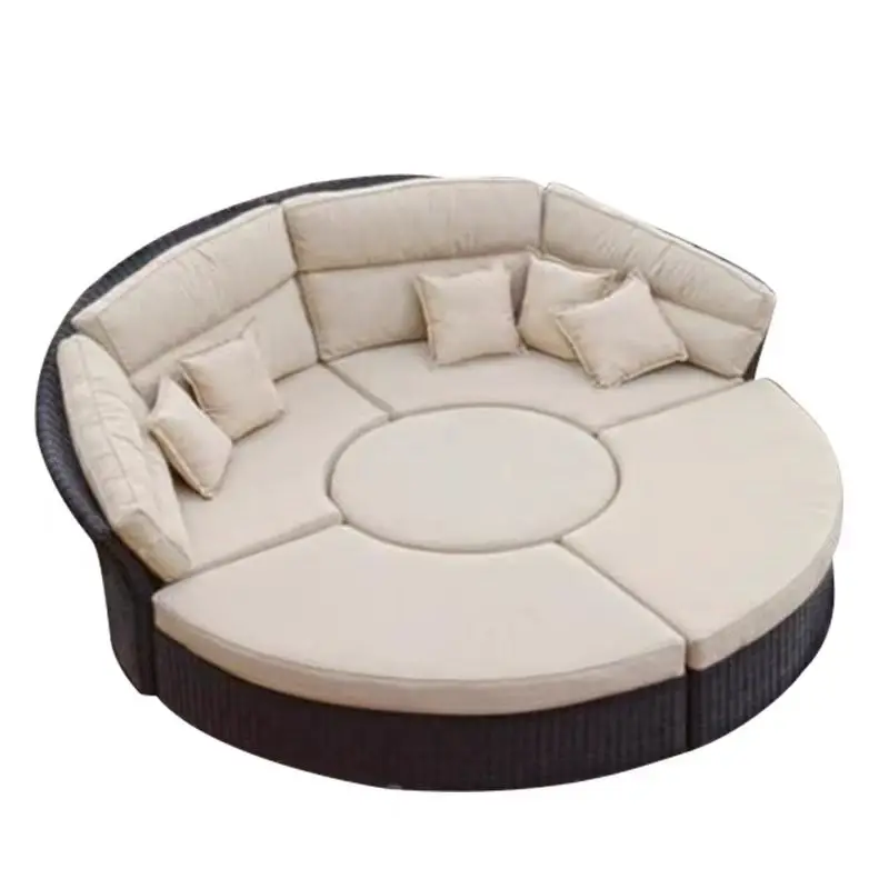 Modern Design High Quality PE Rattan Luxury Lounger Sunbed Patio Chair Set Waterproof Garden Furniture
