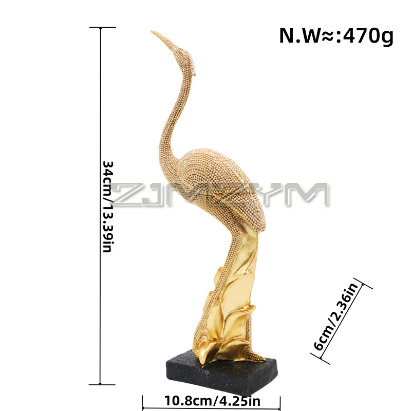 Animal Sculpture Decoration Crane Statue Decorative Craft Display Resin Modern Desk Ornament For Hotel Apartment Wedding Decor