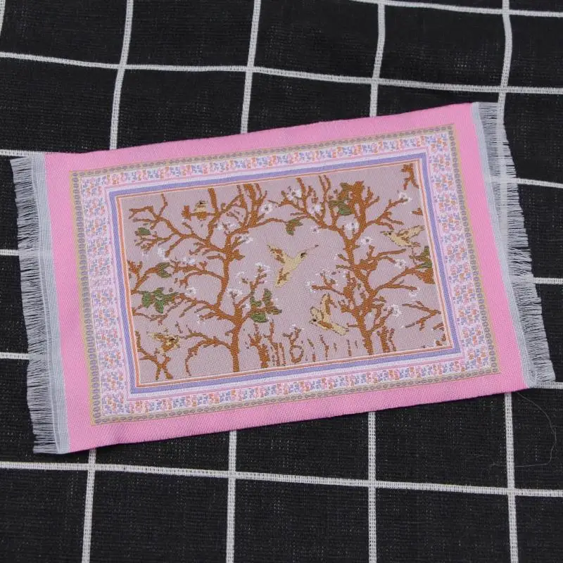 16*10 cm Turkse Stijl Mini Bloemenpatroon Mat Miniatuur Weven Tapijt Poppenhuis Tapijt Pop Accessoires Vloerbedekkingen