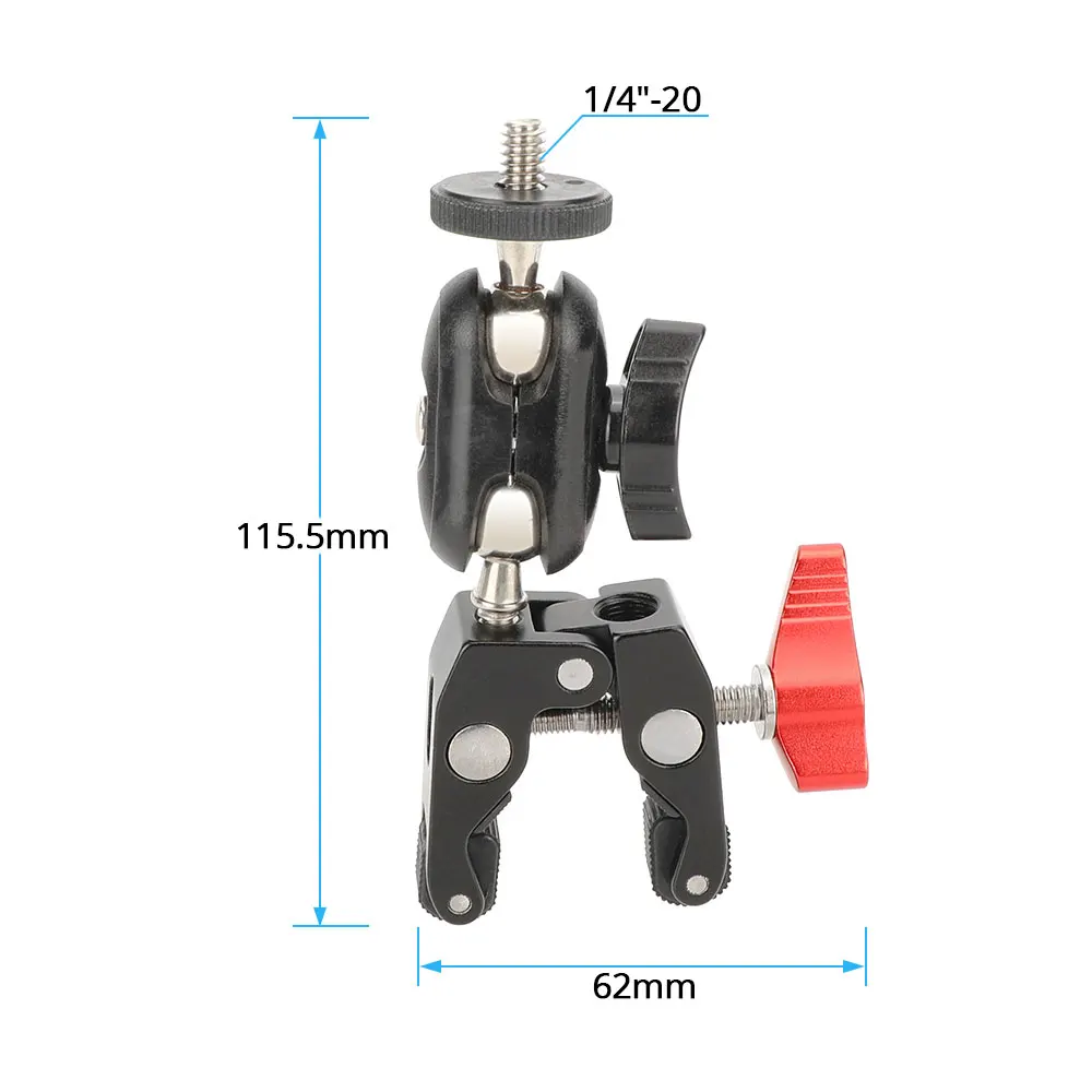 KIMRIG Metal Super Clamp with 360° Double Ball Head Magic Arm Clamp with 1/4\