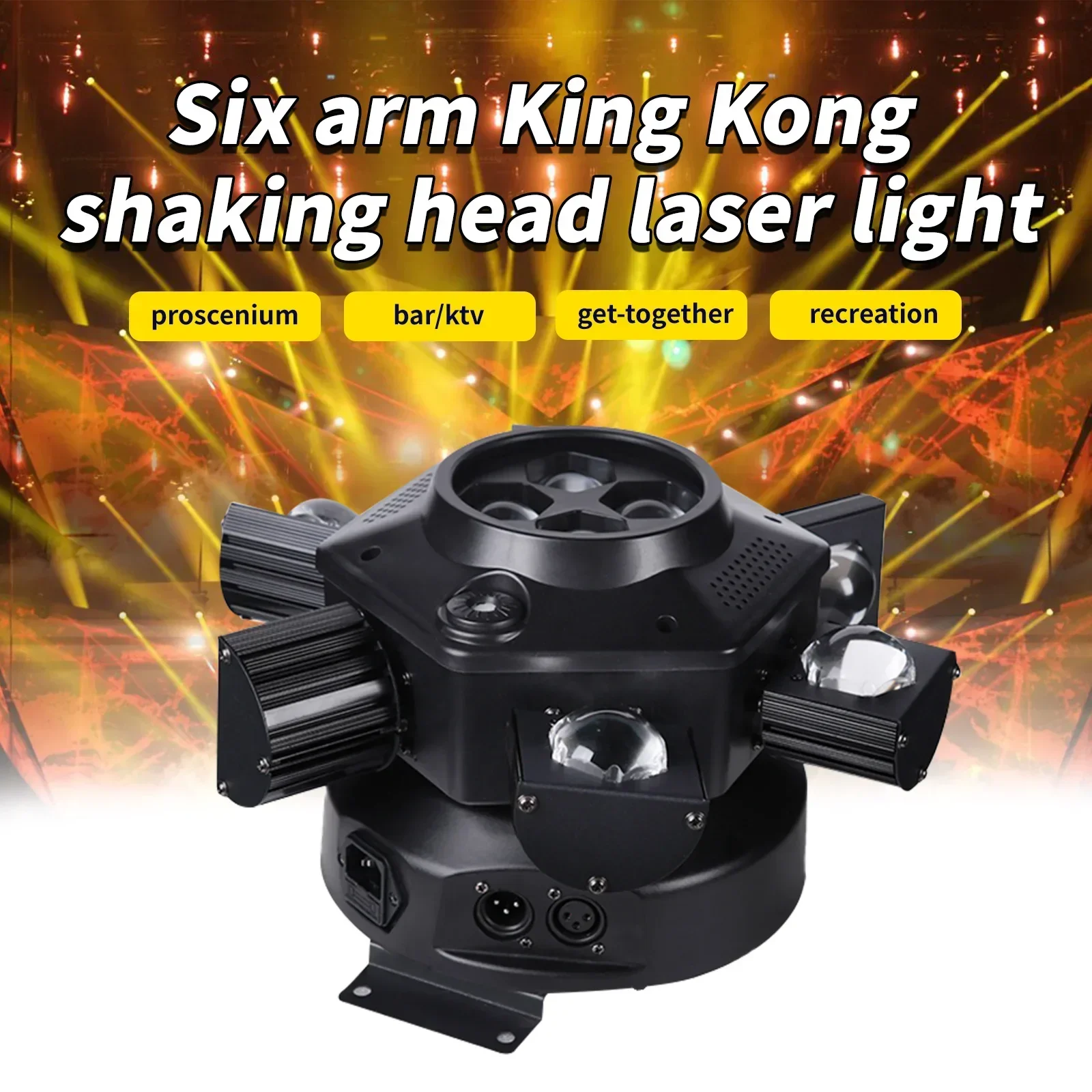 LED 6 Arms 10x10w RGBW Moving Head Laser Stage Lighting Party DJ Strobe Sound Activated DMX 512 Disco Music Club Projector Lamp