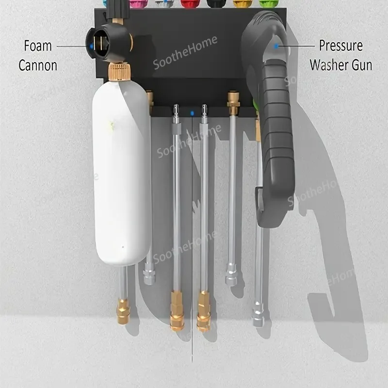 Wall-mounted Metal High-pressure Laundry Gun Rack, Used for Storing Foam Gun Nozzle Tips and Auto Parts