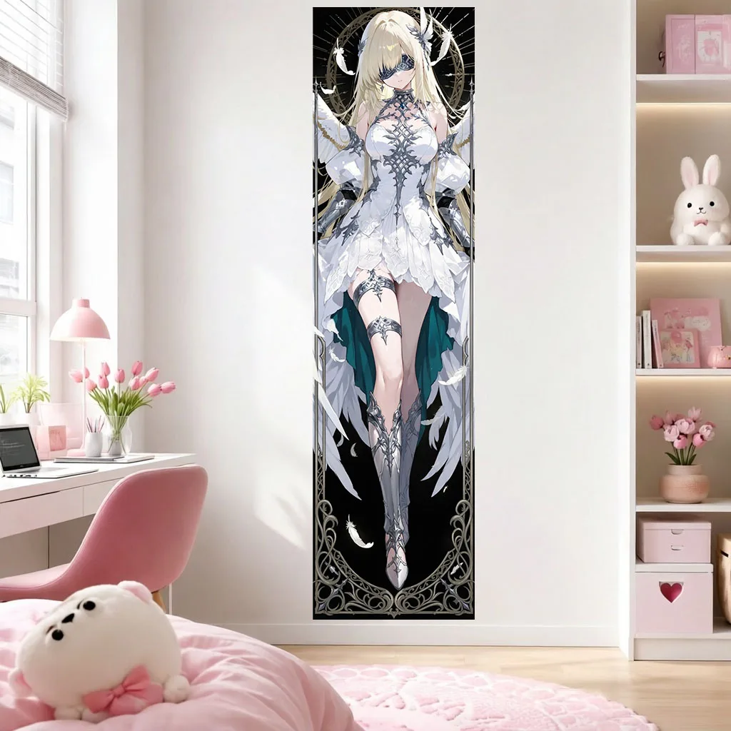 Blindfold Angel Knight Girl Tapestry Medieval Aesthetic Bedroom Livestream Background Cloth Cool Warrior Room Wall Decor