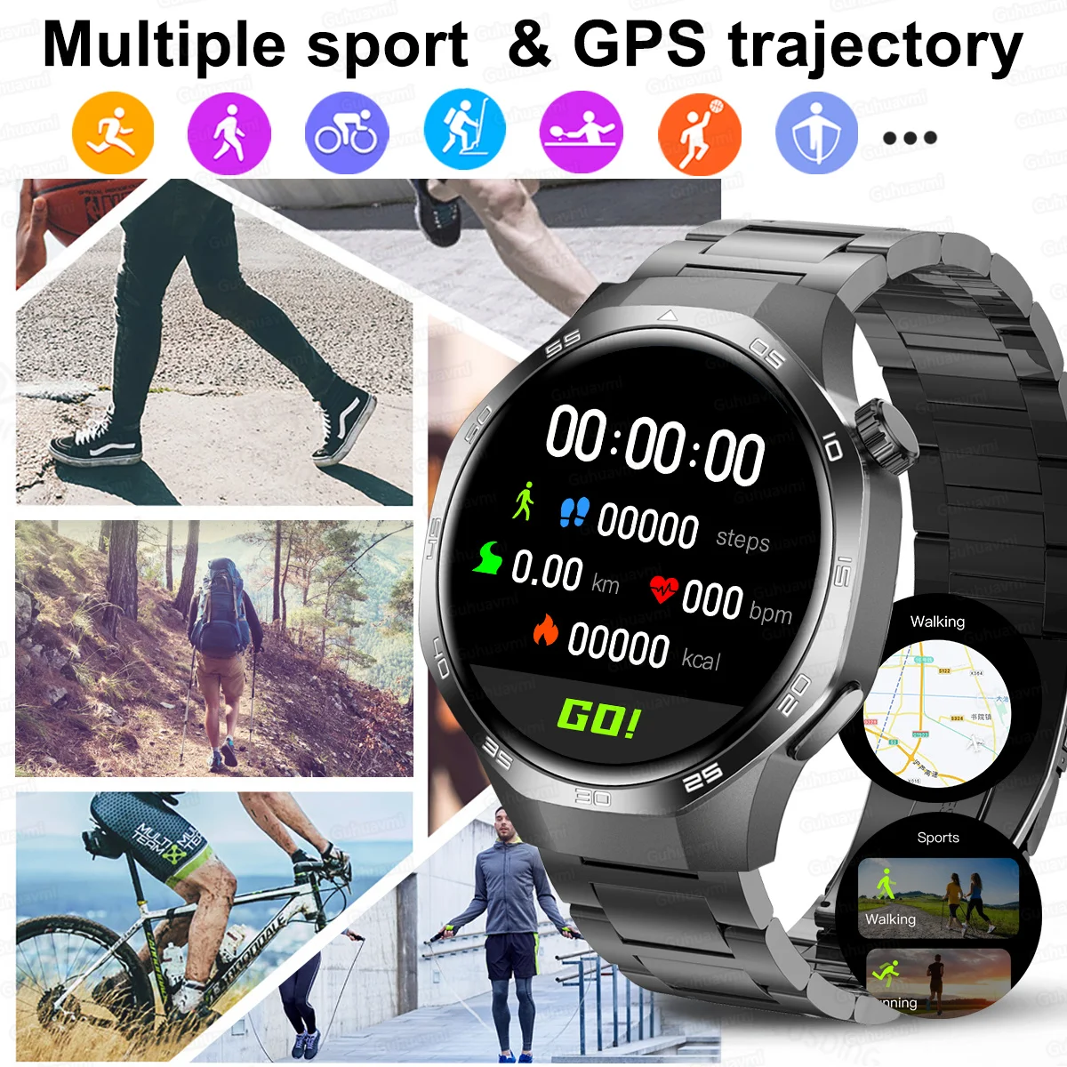 2025 New For Huawei Xiaomi GT5Pro Smart Watch Men NFC GPS Tracker Sapphire AMOLED Screen Heart Rate Bluetooth Call SmartWatch