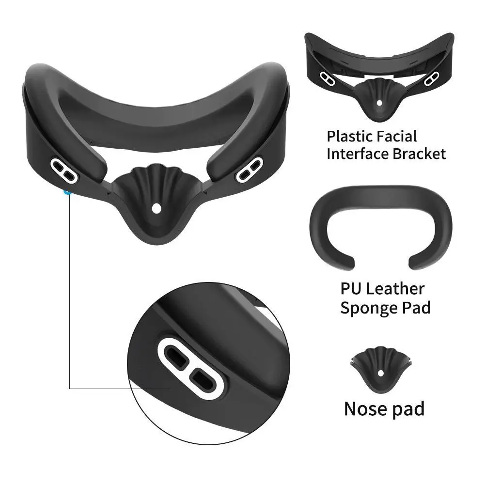 3 In 1 Eye Pad Facial Interface Bracket Accessories For Oculus Quest 3S Breathable Sweat Guard Face Pad Silicone Nose Pad