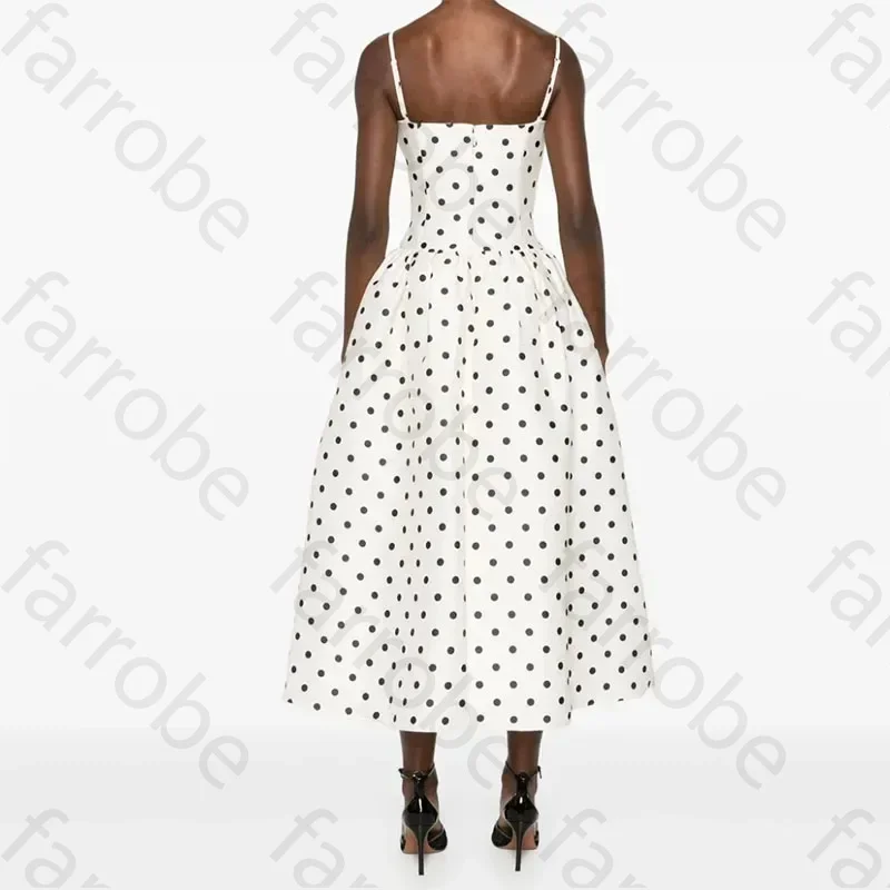 Элегантное вечернее платье на тонких бретельках по индивидуальному заказу, трапециевидное платье в горошек с открытой спиной, платья для выпускного вечера, женские свадебные платья для гостей