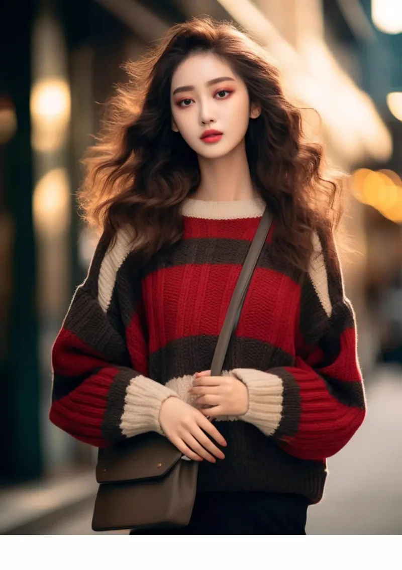 Stricken frauen Pullover Koreanische Winter Kleidung Mode Lose Herbst Freizeit Jumper Streifen Lange Ärmel Frauen Pullover