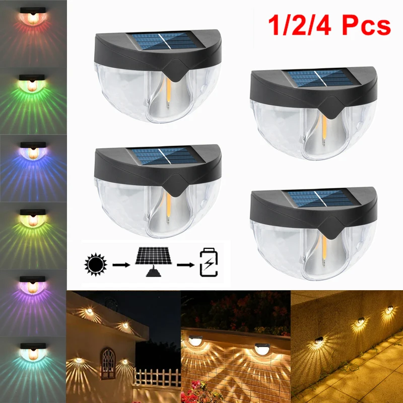 

1/2/4 Pcs Solar Powered Outdoor Lights IP44 Waterproof Garden Decorative Solar Fence Lamp for Porch Yard Garden Fence Path