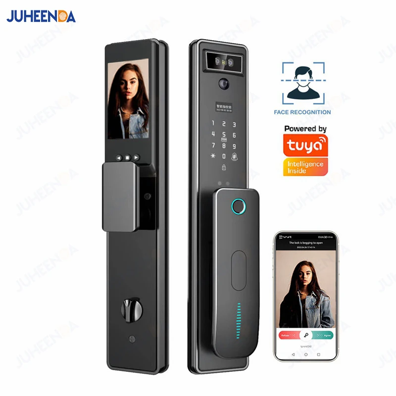 

Tuya Wifi 3D Face Recognition Smart Door Lock with Camera Biometric Fingerprint Digital Password Full Automatic Electronic Locks