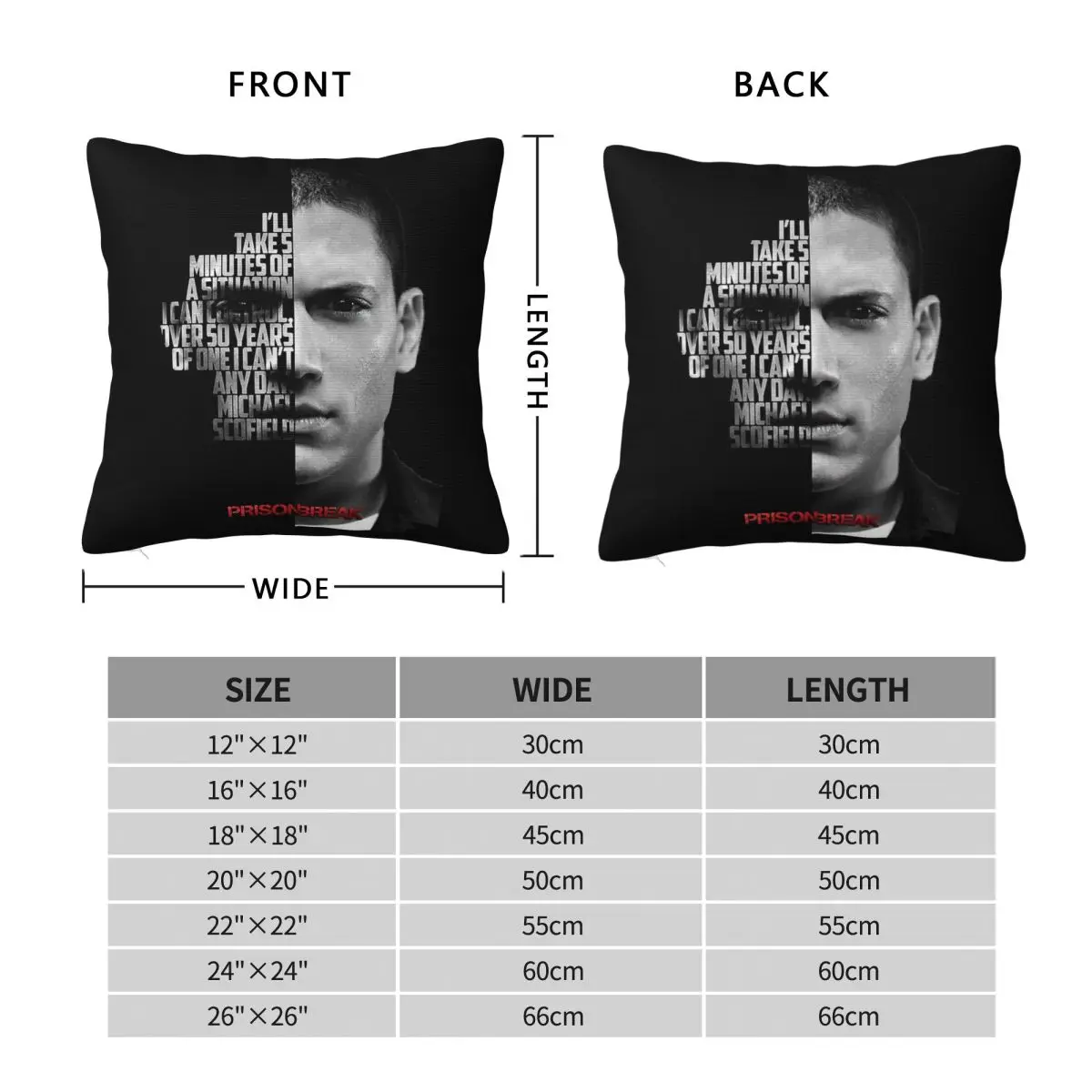 Michael Scofield Prison Break Square Pillowcase Polyester Linen Velvet Pattern Zip Decorative Car Cushion Cover 45x45