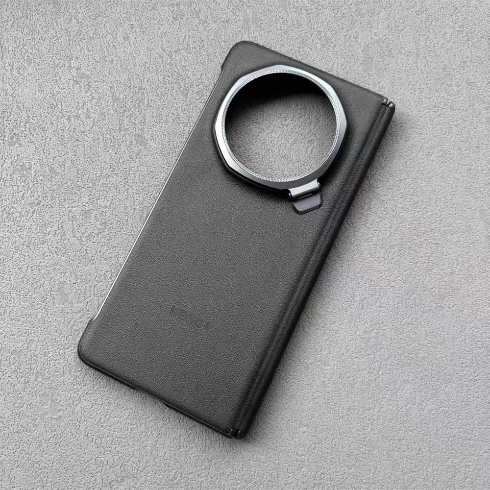 Luxe Originele Honor Magic V5 PU Lederen Beugel Case Schokbestendige Achterkant Voor MagicV5 5G Volledige Beschermende Shell Met Kickstand