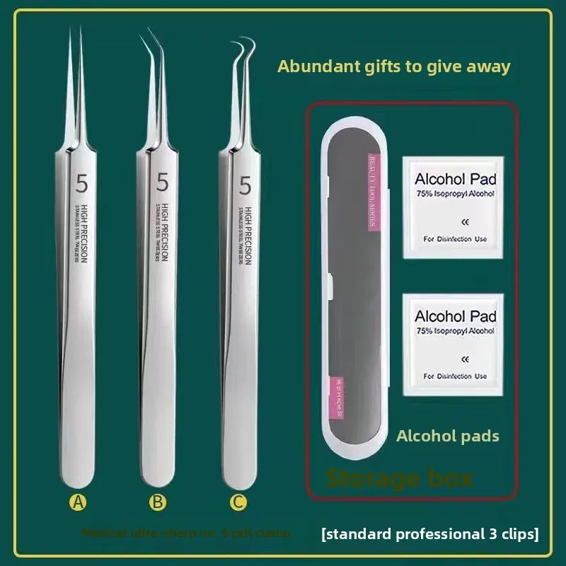 High Quality Stainless Steel Acne Blackhead Removal Kit Nose Face Pore Cleansing Needle for Comedones Skin Care with Box