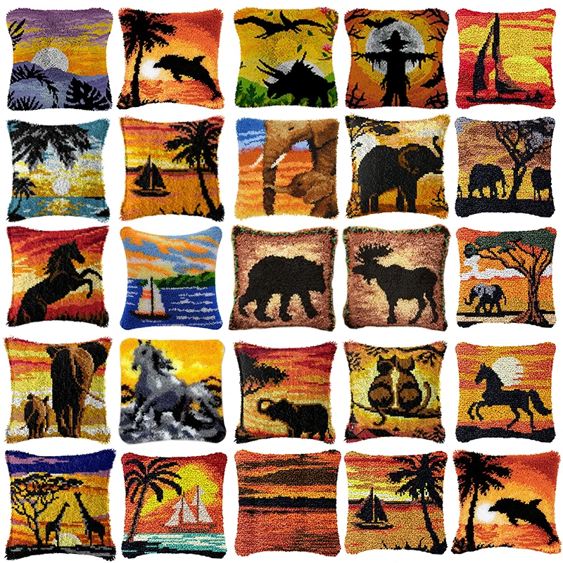 Наборы крючков-защелок в виде слона, лошади, животных, наволочка Smyrna, наволочка с узлом, комплект крючков-защелки для рукоделия, подушка для вышивки