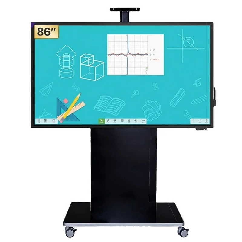 New Video Conference Room Mobile TV Stand Rolling TV Cart Floor Stand With Wheels Height Adjustable Shelf for 60-100 Inch
