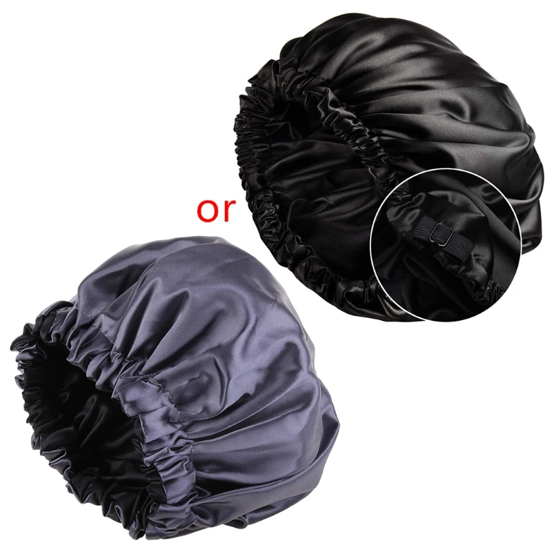 

Imitation Silk Bonnet Sleep for Extra Large Double Layer Reversible Adjustable Night Sleeping Turban Hat Hair Dropship