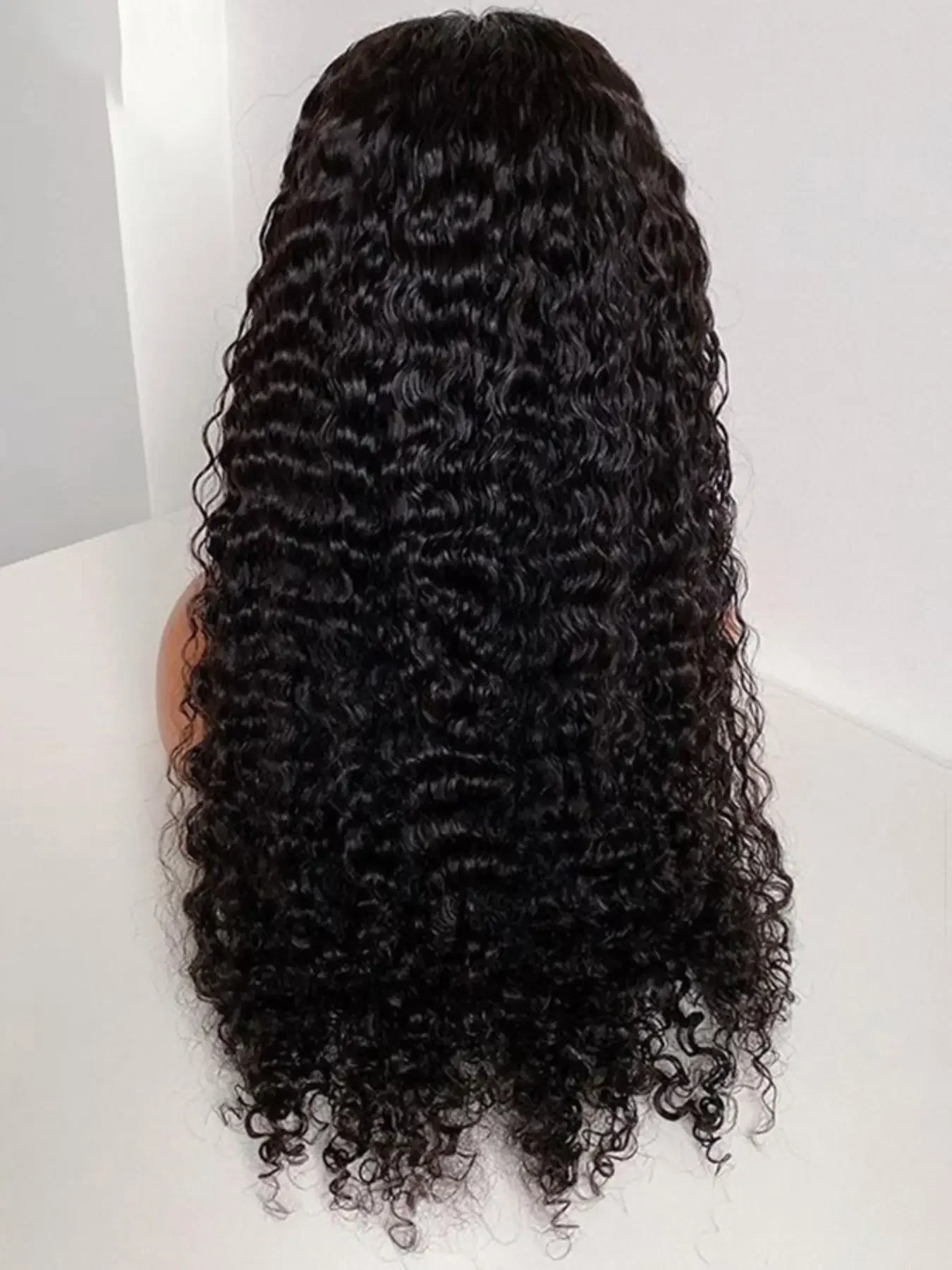 Macio sem cola 180 densidade longo preto 26 Polegada kinky encaracolado peruca dianteira do laço profundo para mulheres com cabelo do bebê pré-arrancado diariamente