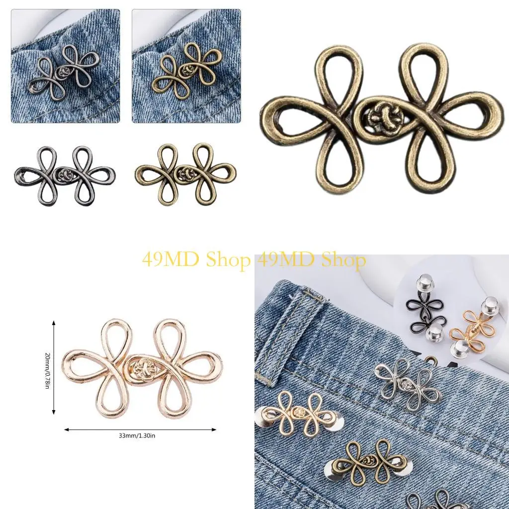 

49MD Clovers Pants Cincher Pin Brooches Clip Easy Use Buckle Clothing Accessories