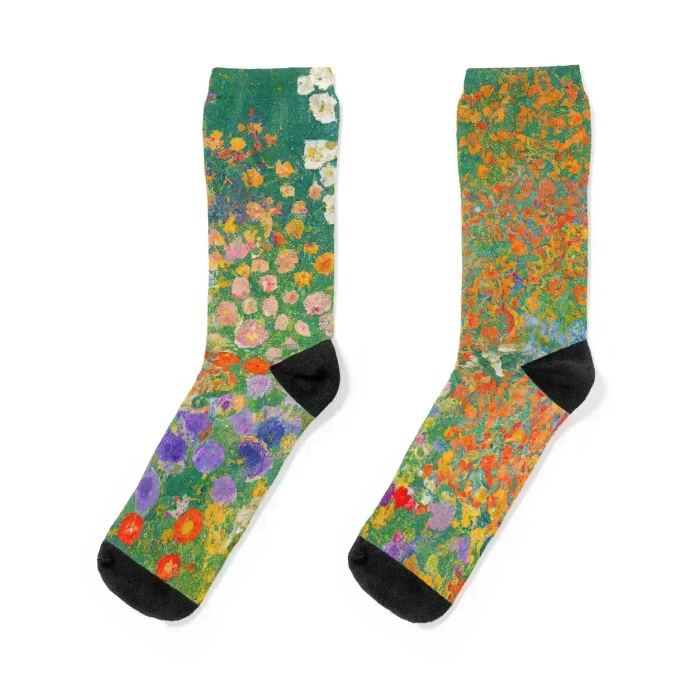 

Gustav Klimt Flower Garden Socks bright garter Stockings man crazy FASHION Socks For Man Women's