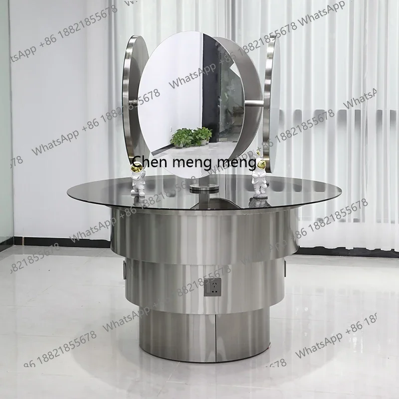 

High-end barber shop mirror table hair salon special floor-to-ceiling hair salon hair cutting mirror Lifting mirror
