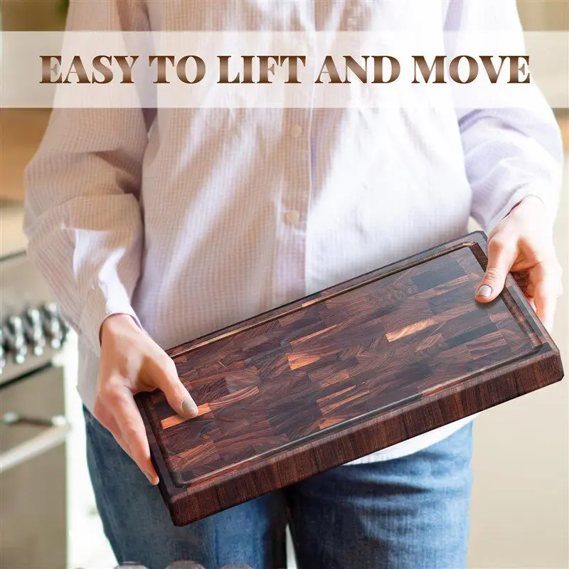Black Walnut Cutting Board for Kitchen, Solid Wood Butcher Block for Chopping Fruits, Vegetables, Bread and Pastry Serving