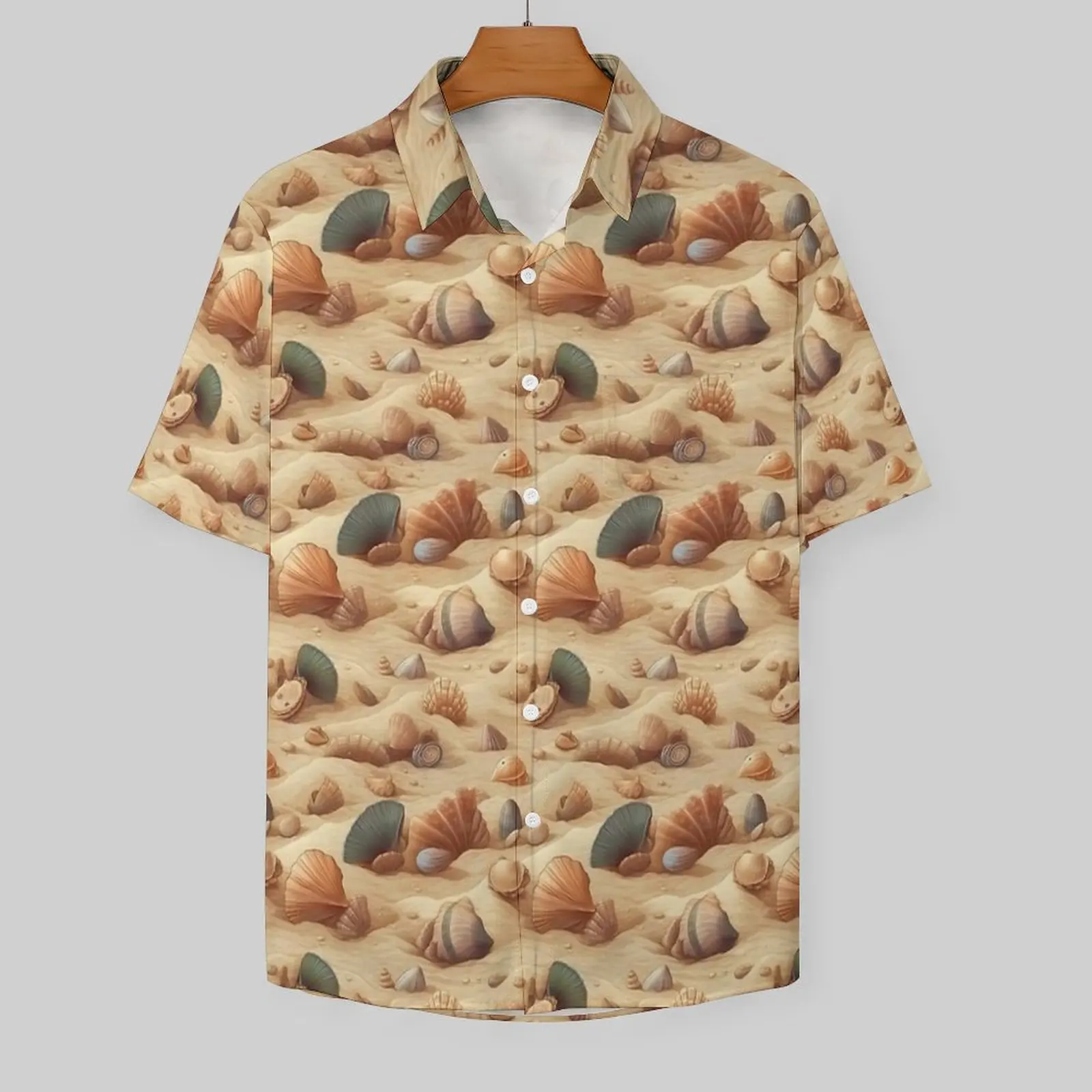 Sea Shells on The Beach Sand Beach Shirt Man Classic Casual Shirts Hawaiian Short Sleeve Harajuku Oversize Blouses Birthday Gift