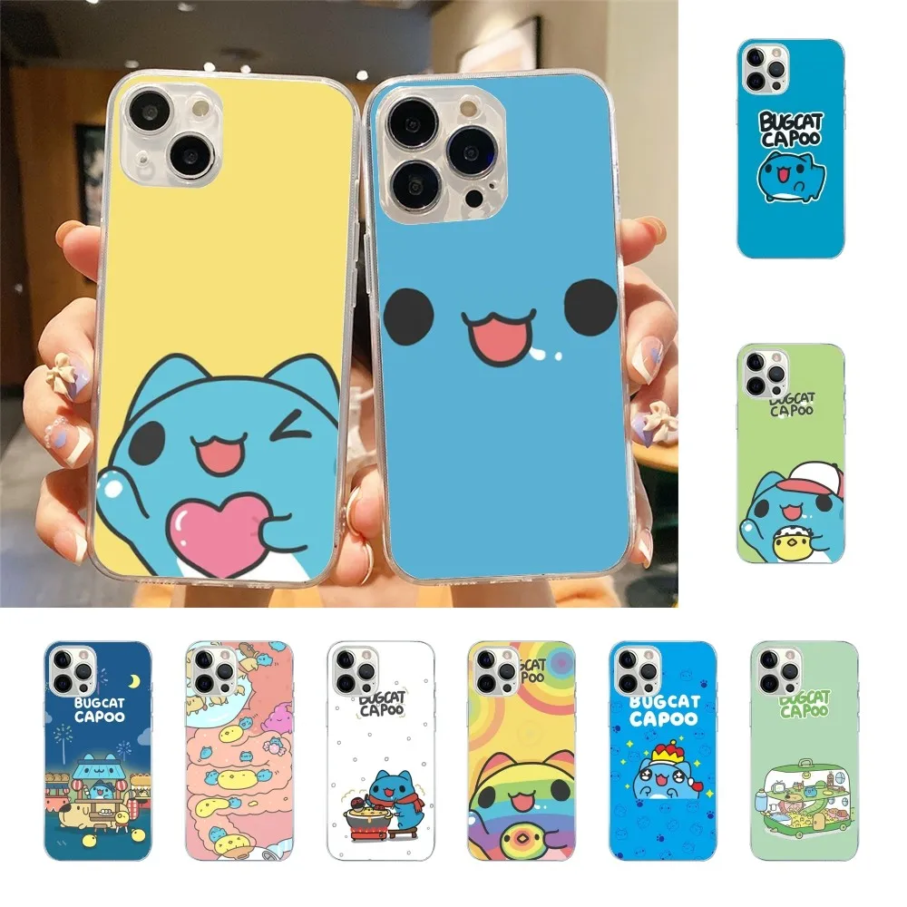 Bugcat Capoo Cute Phone Case For Iphone 15 11 13 14 Pro Max 7 8 Plus X Xr Xs Max Se2020 12mini Transparent Cover